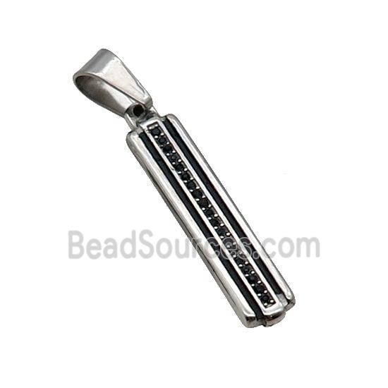 Stainless Steel Stick Pendant Antique Silver