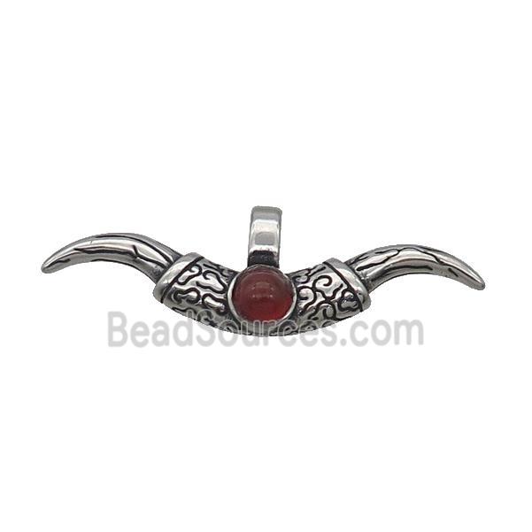 Stainless Steel Horn Pendant Antique Silver