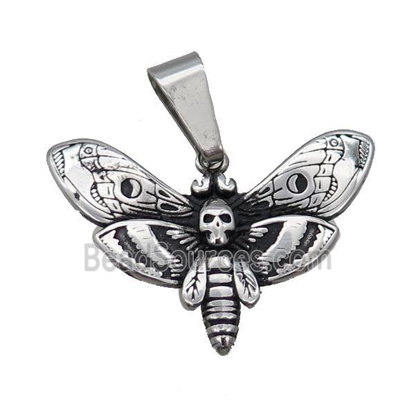 Stainless Steel Butterfly Pendant Antique Silver