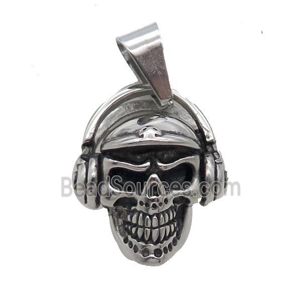 Stainless Steel Skull Pendant Antique Silver