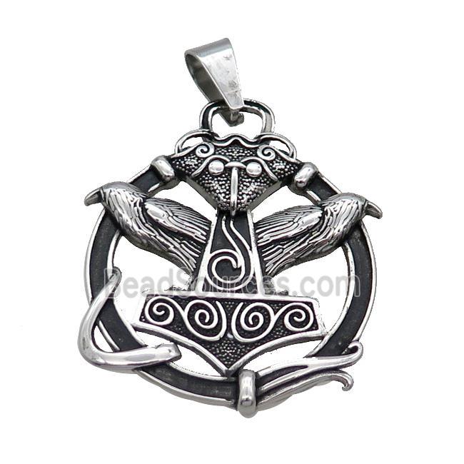 Stainless Steel Pendant Bird Antique Silver