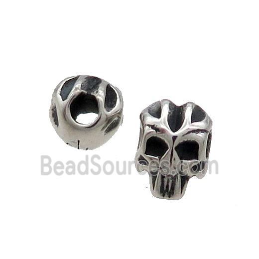 Stainless Steel Skull Beads Large Hole Antique Silver