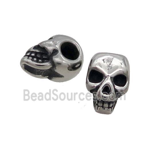 Stainless Steel Skull Beads Large Hole Antique Silver