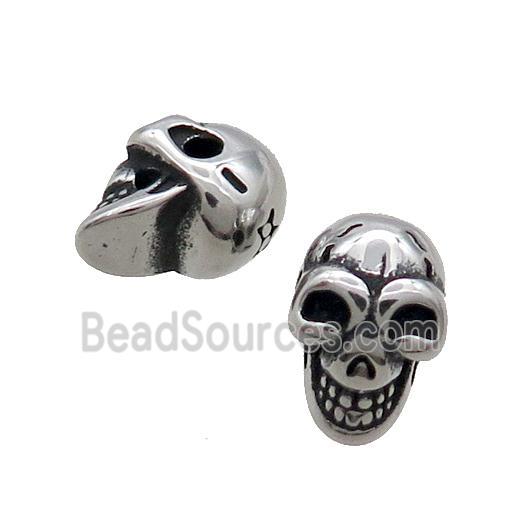 Stainless Steel Skull Beads Paracord Large Hole Antique Silver