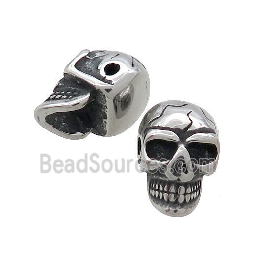 Stainless Steel Skull Beads Antique Silver