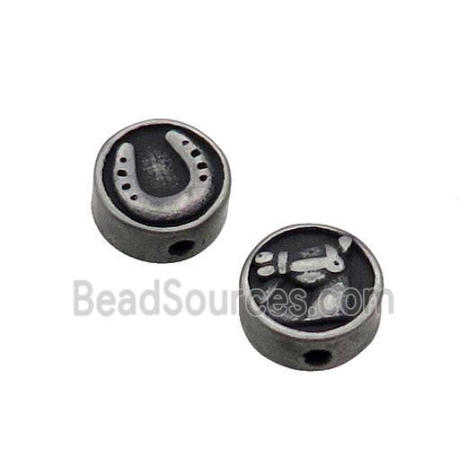 Stainless Steel Horse Beads Circle Antique Black