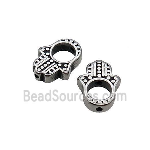 Stainless Steel Hamsahand Beads Antique Silver