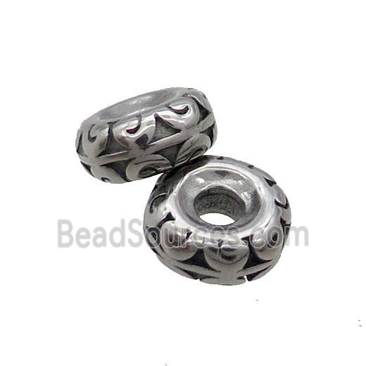 Stainless Steel Rondelle Beads Antique Silver