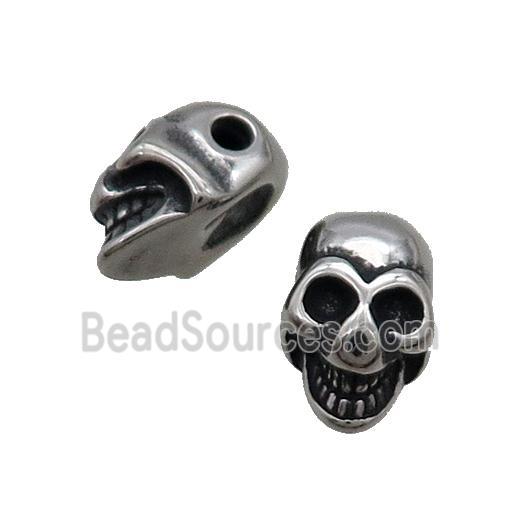 Stainless Steel Skull Beads Large Hole Antique Silver