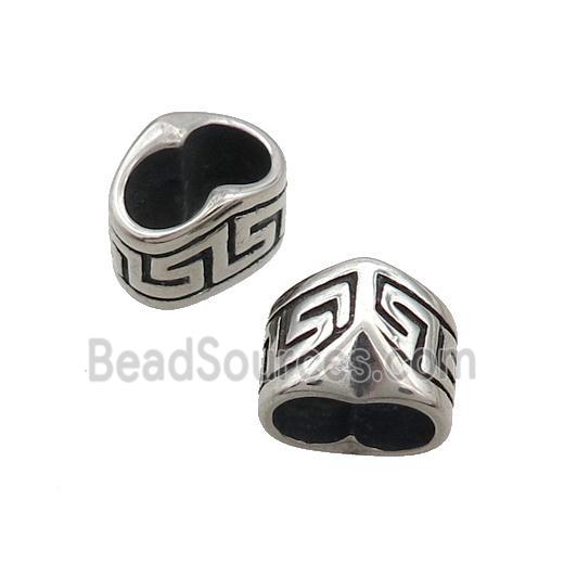 Stainless Steel Beads 2Holes Antique Silver