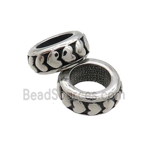 Stainless Steel Rondelle Beads Large Hole Antique Silver