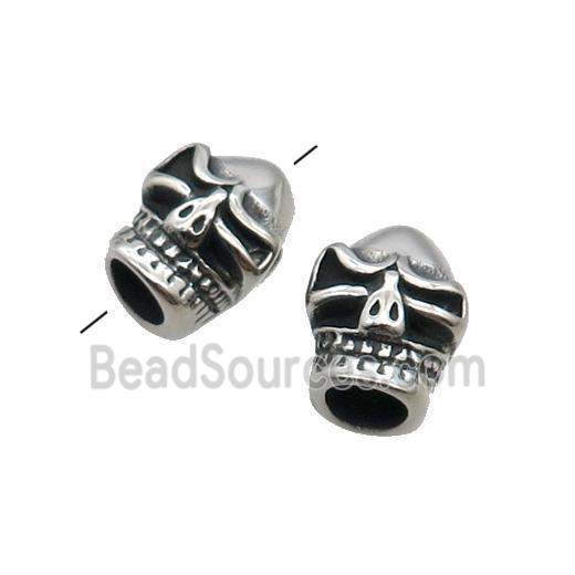 Stainless Steel Skull Beads Large Hole Antique Silver