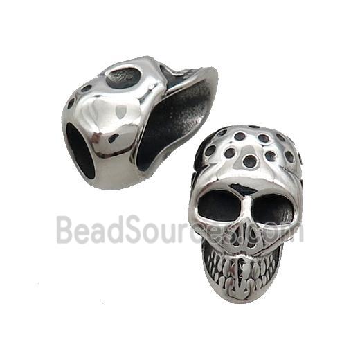 Stainless Steel Skull Beads Large Hole Antique Silver