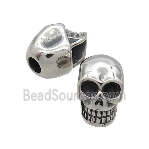 Stainless Steel Skull Beads Large Hole Antique Silver