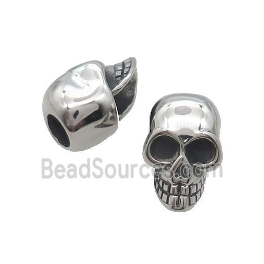 Stainless Steel Skull Beads Large Hole Antique Silver