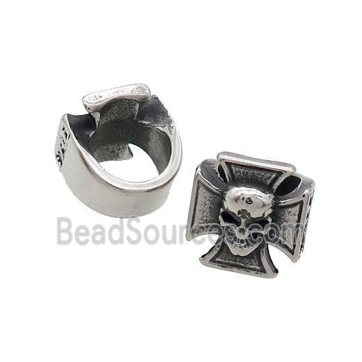 Stainless Steel Skull Beads Large Hole Antique Silver