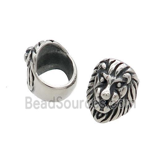 Stainless Steel Lion Beads Large Hole Antique Silver