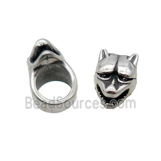 Stainless Steel Wolf Beads Large Hole Antique Silver