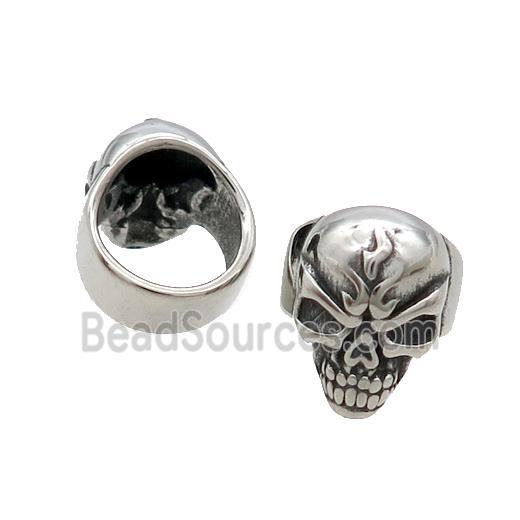 Stainless Steel Skull Beads Large Hole Antique Silver