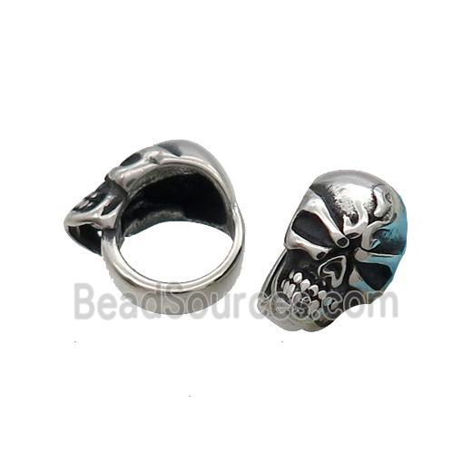 Stainless Steel Skull Beads Large Hole Antique Silver