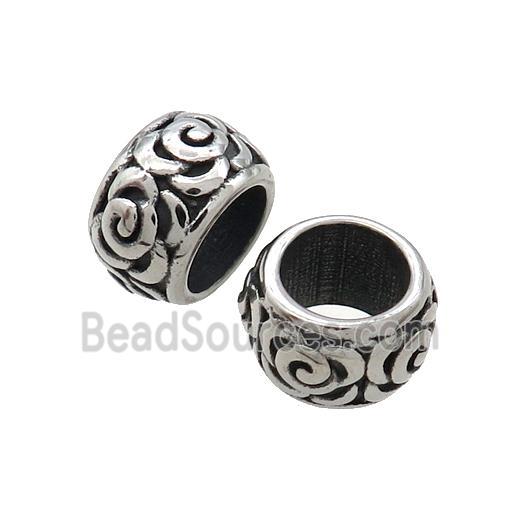 Stainless Steel Rondelle Beads Large Hole Antique Silver