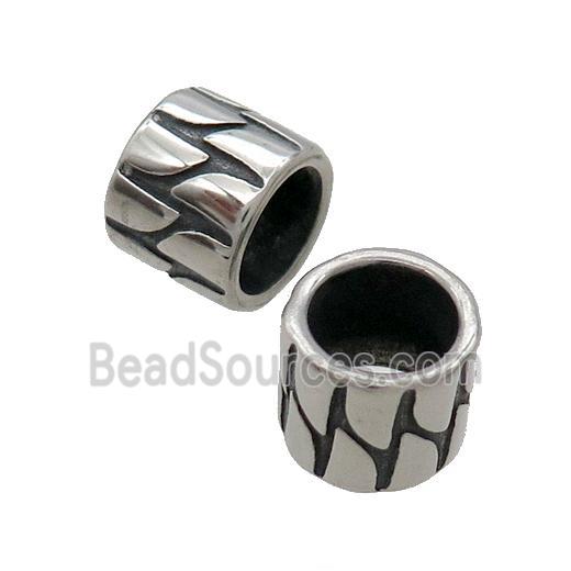 Stainless Steel Tube Beads Large Hole Antique Silver