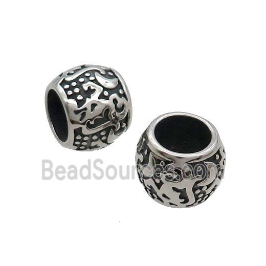 Stainless Steel Barrel Beads Paracord Large Hole Antique Silver