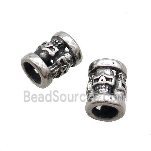 Stainless Steel Tube Beads Large Hole Antique Silver