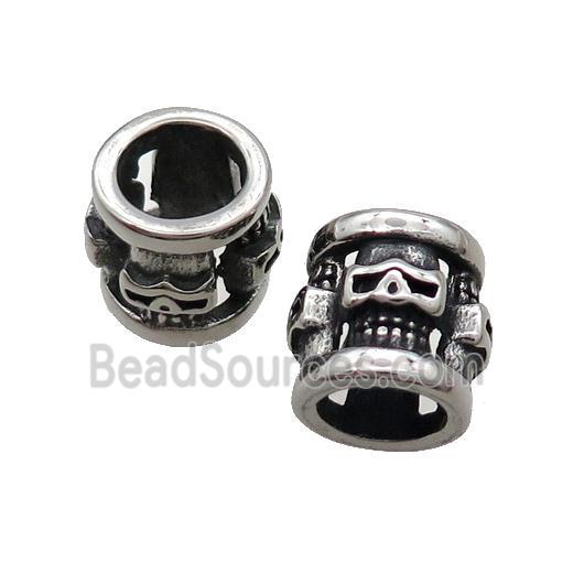 Stainless Steel Tube Beads Large Hole Antique Silver