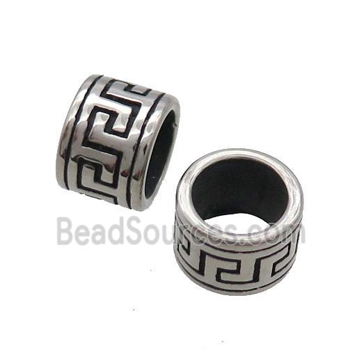 Stainless Steel Tube Beads Large Hole Antique Silver