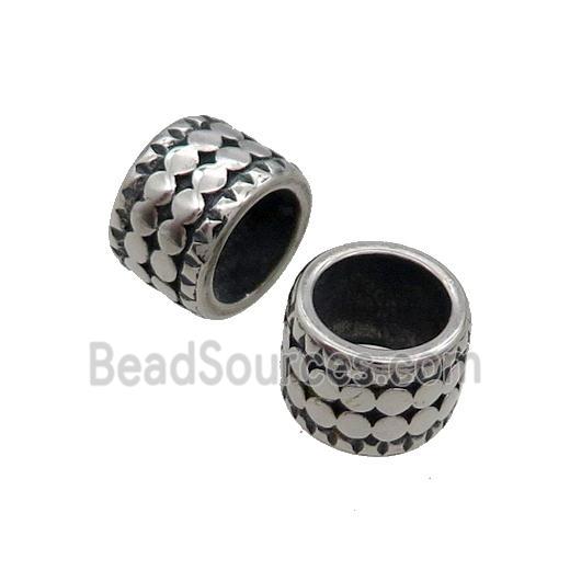 Stainless Steel Tube Beads Large Hole Antique Silver