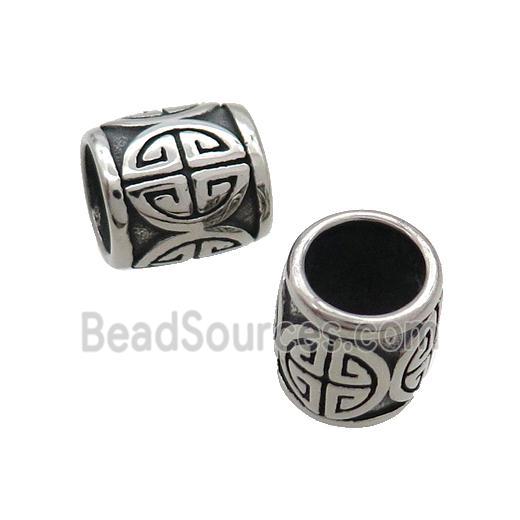 Stainless Steel Tube Beads Large Hole Antique Silver