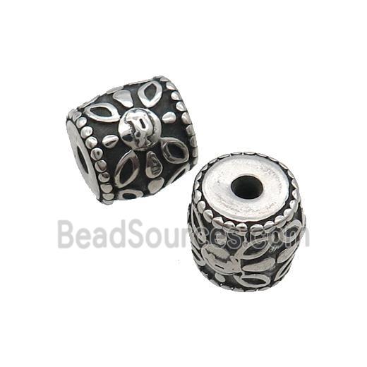 Stainless Steel Tube Beads Antique Silver