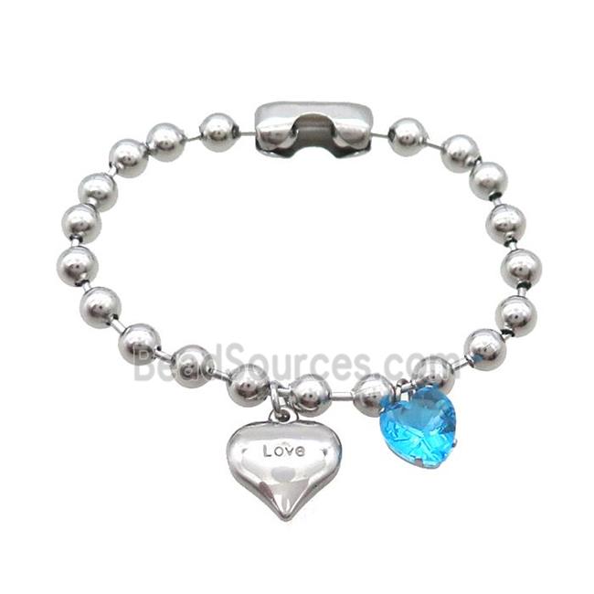 Raw Stainless Steel Bracelet Heart