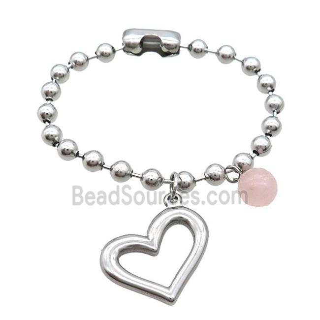 Raw Stainless Steel Bracelet Heart