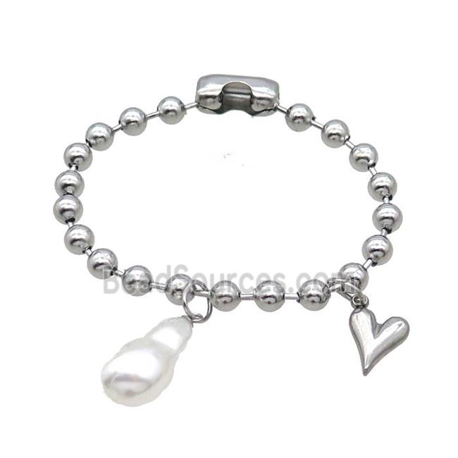 Raw Stainless Steel Bracelet Heart