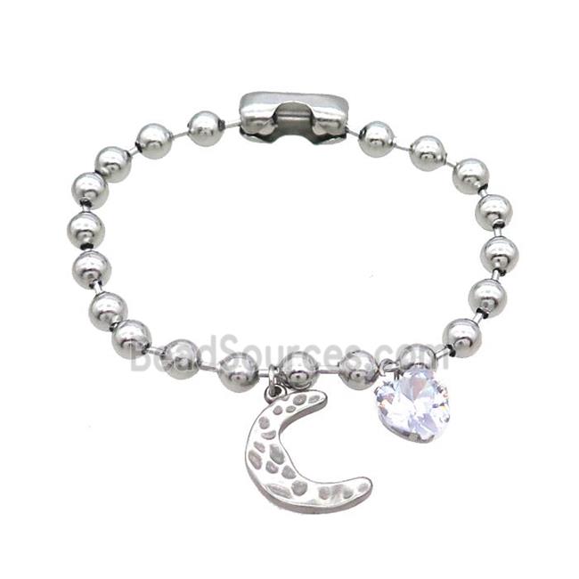 Raw Stainless Steel Bracelet Moon