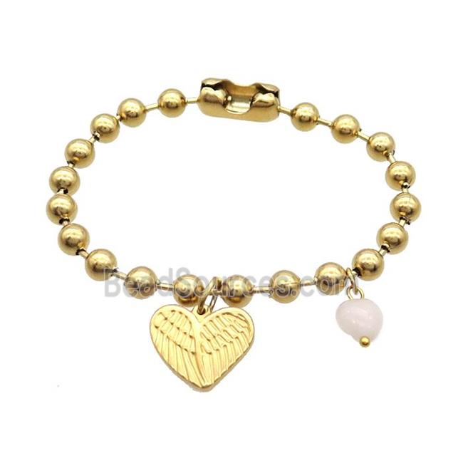 Stainless Steel Bracelet Heart Gold Plated