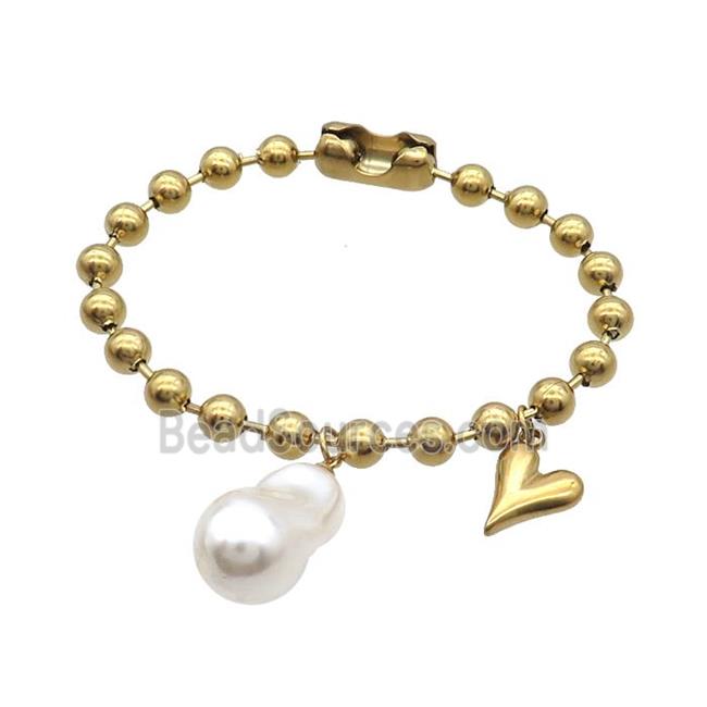 Stainless Steel Bracelet Heart Gold Plated