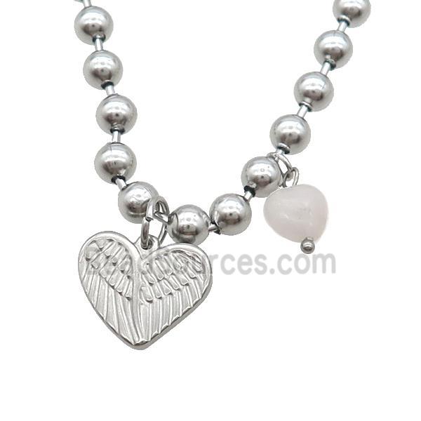 Raw Stainless Steel Necklace Heart