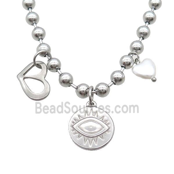 Raw Stainless Steel Necklace Eye