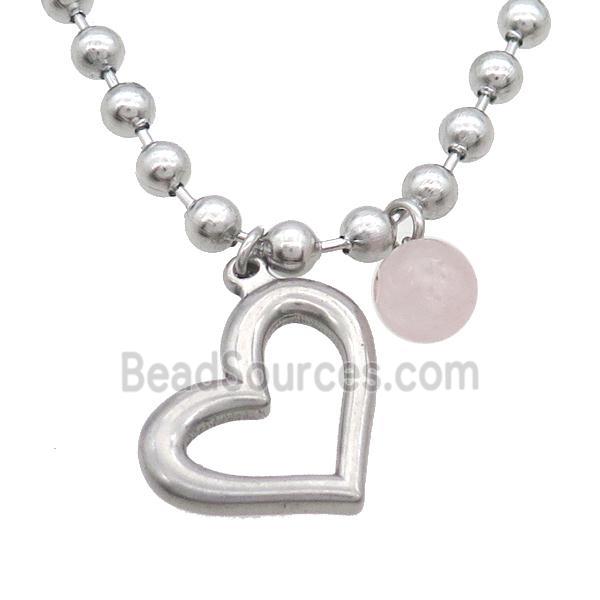 Raw Stainless Steel Necklace Heart