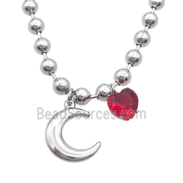 Raw Stainless Steel Necklace Moon