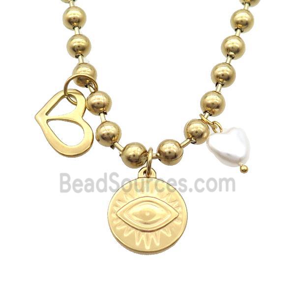 Stainless Steel Necklace Eye Gold Plated