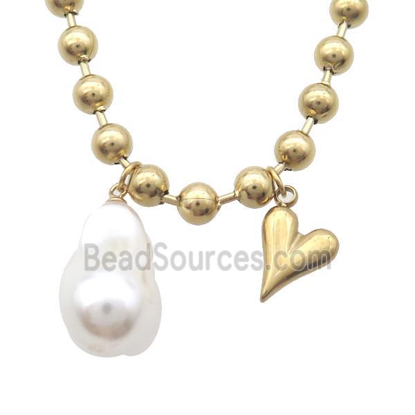 Stainless Steel Necklace Moon Gold Plated