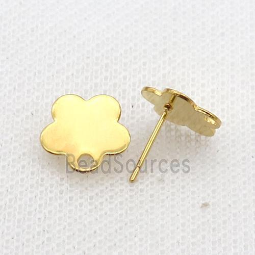 Stainless Steel Stud Earring Flower Gold Plated