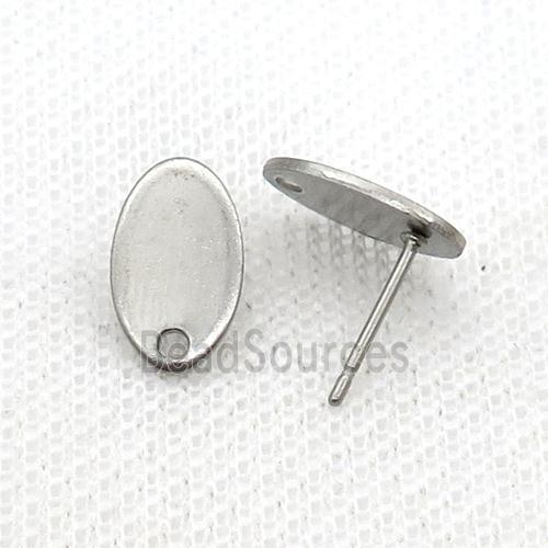 Raw Stainless Steel Stud Earring Oval