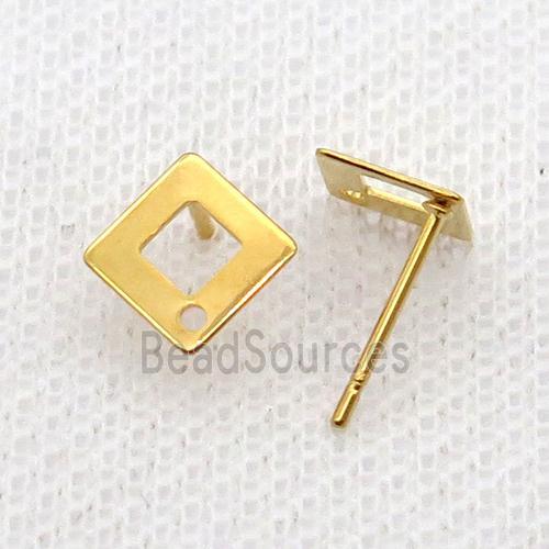 Stainless Steel Stud Earring Square Gold Plated