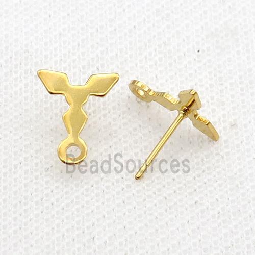 Stainless Steel Stud Earring Triangle Gold Plated