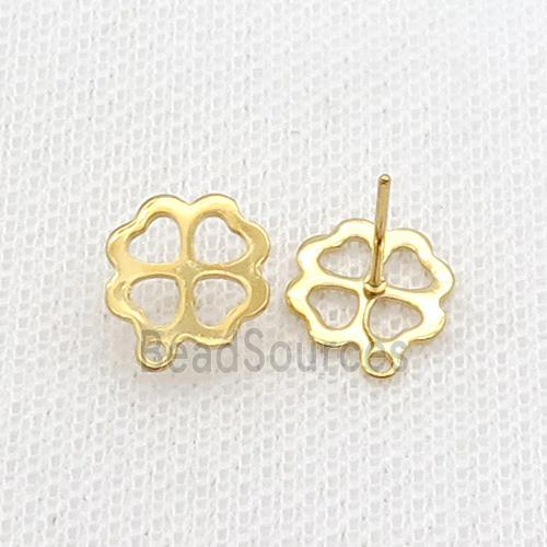 Stainless Steel Stud Earring Flower Gold Plated